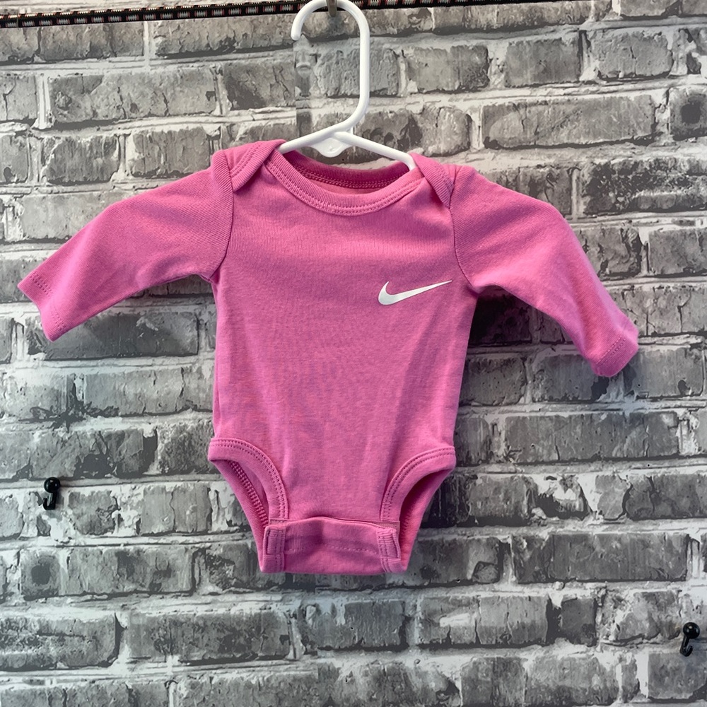 Nike Pink Baby Onesie with White Logo‎